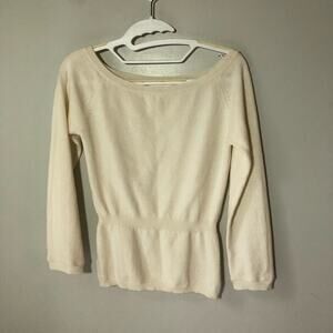 Johnstons Cashmere made in Scotland womens S pullover long sleeve cream sweater